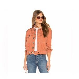 Free People Slouchy Eisenhower denim jacket in terracotta orange size small